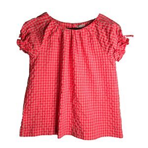 Crew Cuts Bright Gingham Plaid Blouse Kids 12
